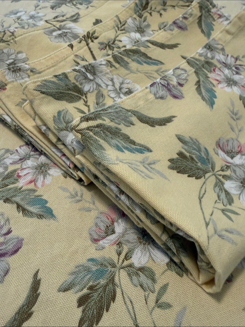 Vintage Ralph Lauren Newberry Floral Cotton Tablecloth 70” Round & 4 Napkins Set